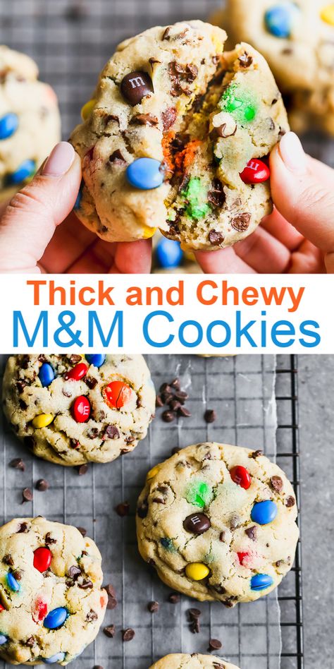 Mnm Cookies Recipe, Best M&m Cookie Recipe, Mnm Cookies, Easy Desert, Cookies With Chocolate Chips, Cookies With Chocolate, M M Cookies, Soft Cookie, Chewy Cookie