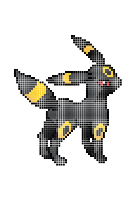 Umbreon Cross Stitch, Umbreon Perler Bead Pattern, Umbreon Perler Beads, Umbreon Perler, Pokemon Perler Bead Patterns, Pokemon Pixel Art, Pixel Pokemon, Pokemon Cross Stitch Patterns, Bobble Stitch Crochet