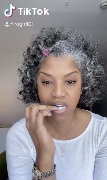 Black Women Gray Hairstyles, Older Black Women Hairstyles, Gray Hair Growing Out Black Women, Gray 4c Natural Hair, Gray Weave Black Women, Gray Sisterlocks Grey Hair, Black Woman Salt And Pepper Hair, Hair Color Grey Silver, Grey Hair And Glasses