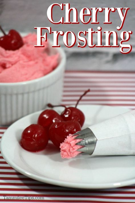 Cherry Frosting Recipe, Cherry Icing, Chocolate Cherry Cupcakes, Cherry Frosting, Icing Recipes, Brownie Frosting, Cherry Candy, Cherry Recipes, Fruit Dishes