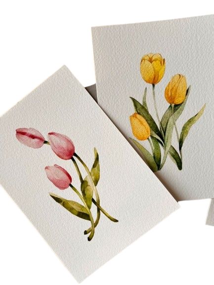 watercolor Watercolor Sisters Paintings, Tulips In Watercolor, Gouache Tulips, Tulip Art Painting, Watercolor Paintings Flowers, Drawing Tulips, Cute Watercolor Paintings, Tulip Watercolor Painting, Flower Watercolor Paintings