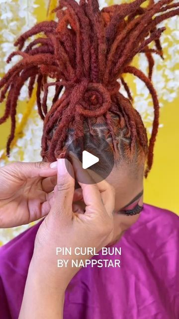 Loc Petal Mohawk Styles, Pin Curl Loc Styles, Locs Pin Up Styles, Loc Pin Curls, Loc Styles For Older Women, Nappstar Locs Styles, Updo For Locs, Mohawk Loc Styles, Short Loc Ponytail Styles