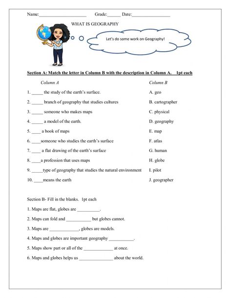 Year 7 Geography Worksheets, 5th Grade Geography, What Is Geography, Geography Test, 5th Grade Activities, 5th Grade Worksheets, Geography Worksheets, Earths Rotation, Geography Activities