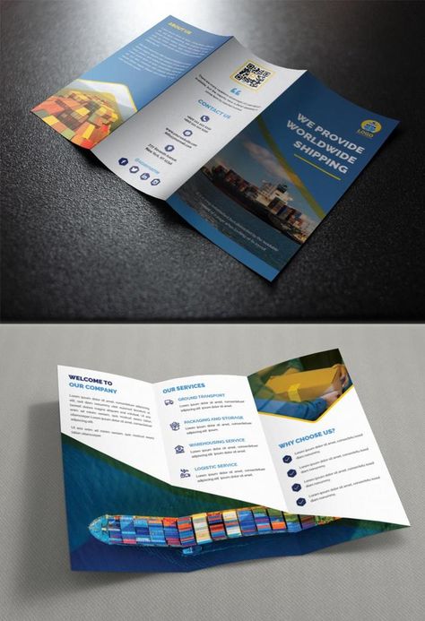 Corporate Shipping Delivery Service Trifold Brochure Design#pikbest#Templates#Brochure Education Brochures, Brochure Design Layouts, Brochure Graphic, Digital Decorations, Trifold Brochure Design, Facebook Cover Design, Graphic Design Brochure, Creative Brochure, Design Layouts