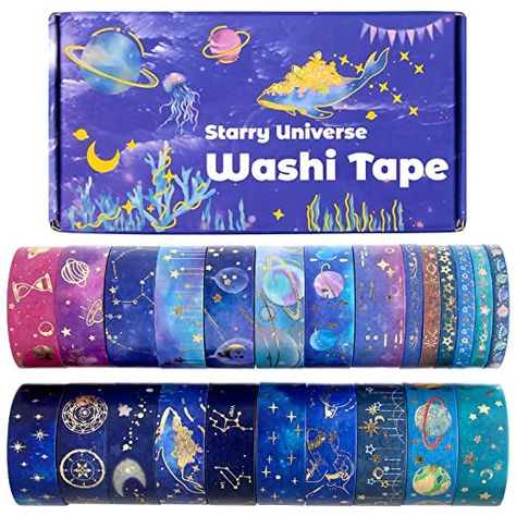 Constellation Stars, Washi Tape Ideas, Colored Tape, Washi Tape Crafts, Journal Diy, Washi Tape Set, Bullet Journal Diy, Universe Galaxy, Wrapping Party