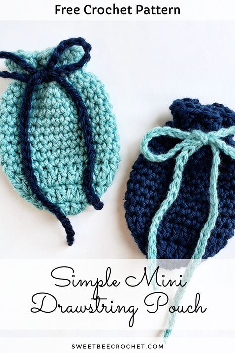 Crochet Drawstring Pouch, Crochet Pouches, Diy Mittens, Mini Coin Pouch, Crochet Drawstring Bag, Bee Crochet, Crochet Drawstring, Crochet Unique, Small Drawstring Bag