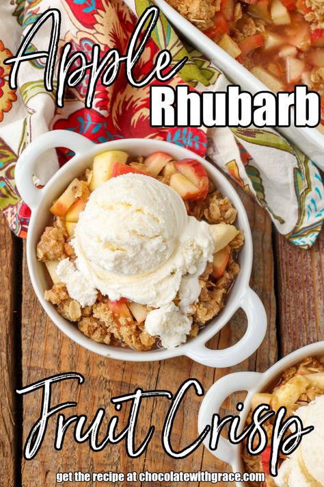 Apple Rhubarb Crisp Ruhbarb Crisp, Apple Oatmeal Crisp, Apple Rhubarb Crisp, Rhubarb Apple Crisp, Apple Baking, Rhubarb Oatmeal, Apple Rhubarb, Rhubarb Recipes Crisp, Rhubarb Bars