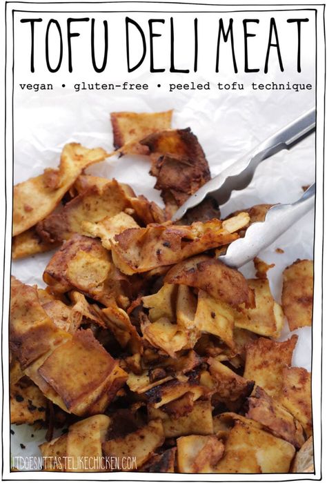 Tofu Deli Meat (peeled tofu technique) - It Doesn't Taste Like Chicken Tofu Deli Slices, Tofu Deli Meat, Shaved Tofu Recipes, Tofu Sheets, Vegan Deli Meat, Breakfast Meats, Tvp Recipes, Tofu Turkey, Vegan Meat Recipe