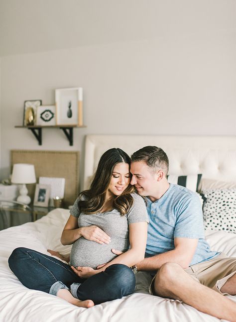 Bedroom Maternity Photos, Outdoorsy Nursery, Creative Pregnancy Photos, Indoor Maternity Photos, Home Maternity Photography, Diy Maternity Photos, Indoor Maternity Photography, Maternity Photography Family, Maternity Photography Poses Couple