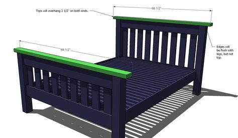 Full Bed Frame Diy, Mission Style Beds, Bed Full Size, Diy Kids Furniture, White Bed Frame, Bed Full, Woodworking Bed, Full Size Bed Frame, Full Bed Frame