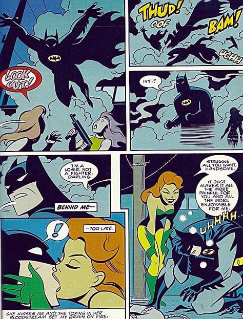 Batman and Poison Ivy Comic Poison Ivy X Batman, Poison Ivy Kiss, Poison Ivy And Batman, Batman And Poison Ivy, Poison Ivy Comic, Poison Ivy Batman, The Bat Man, Bat Man, Dc Villains