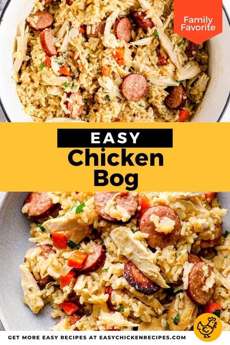 Kielbasa Sausage And Rice, Chicken And Kielbasa Recipes, Chicken Bog Recipe, Smoked Kielbasa, Chicken Bog, Smoked Sausage Recipes, Kielbasa Recipes, Kielbasa Sausage, Shredded Chicken Recipes