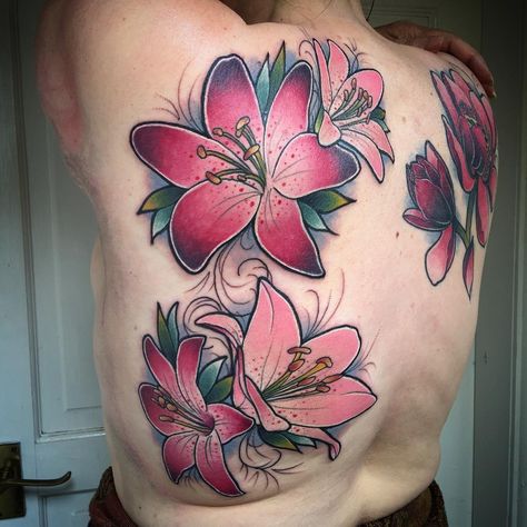 Pink Lily Flower Tattoo, Lily Tattoo Designs, Lilly Tattoo, Tiger Lily Tattoos, Lily Tattoos, Lillies Tattoo, Lily Tattoo Design, Lily Flower Tattoos, History Meaning