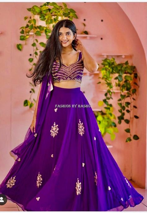 PURPLE LEHENGA 2023 For More Designs Click on our YouTube link...? 🫣🤩😱 Lehanga Stiching From Saree, Chanya Choli Ideas, Combination With Purple Lehnga, Purple Lehenga, Long Blouse Designs, Kids Party Wear Dresses, Half Saree Lehenga, Indian Outfits Lehenga, Wedding Lehenga Designs