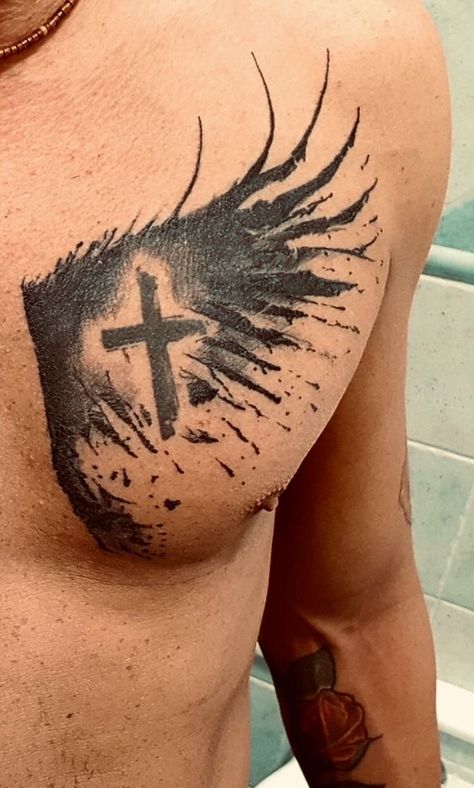 Cross Tattoos For Men On Chest, Brothers Tattoo For Men, Christian Sleeve Tattoo Men, Christian Tattoos For Guys, Tattoo Ideas Female Finger, Christian Tattoos For Men, Tattoo Best Friends, Tattoo Ideas Flower, Tattoo Costillas