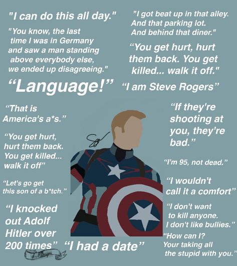 Best Avengers Quotes, Steve Rogers Quotes, Marvel Drawing Ideas, Ken Core, Captain America Language, Avengers Posters, Steve Rogers Aesthetic, Captain America Quotes, Marvel Comics Funny