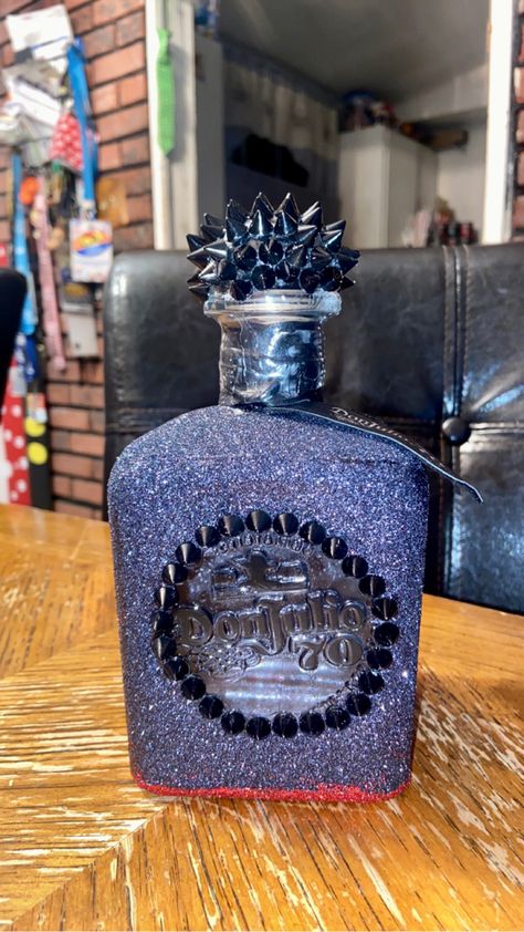 Don Julio Bottle, Black Glitter, Glitter, Black