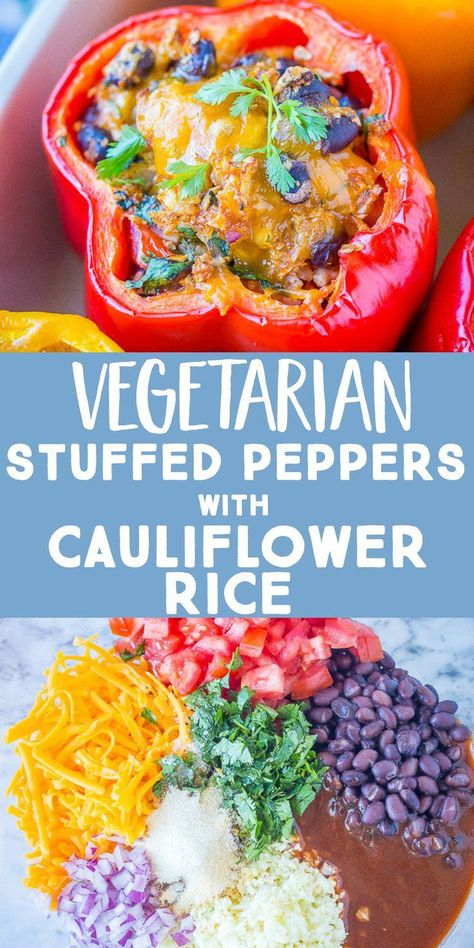 Stuffed Peppers With Cauliflower Rice, Enchilada Filling, Keto Vegetarian Recipes, Vegetarian Stuffed Peppers, Cheesy Enchiladas, Low Carb Healthy, Clean Eating Vegetarian, Low Carb Vegetarian Recipes, Resep Diet