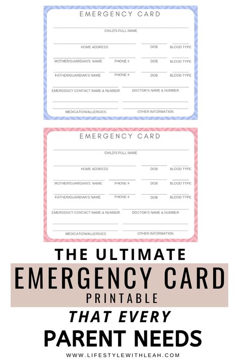 I have made free printable emergency cards that every parent needs. You can print and keep them in your car, your kid's backpack, your wallet, stroller, etc. You can never be too safe! Emergency Contacts Free Printable, Car Seat Emergency Info, Free Printable Gift Certificates, Labels Printables, Provident Living, Tooth Fairy Certificate, Emergency Binder, Emergency Prepardness, Doctor Names