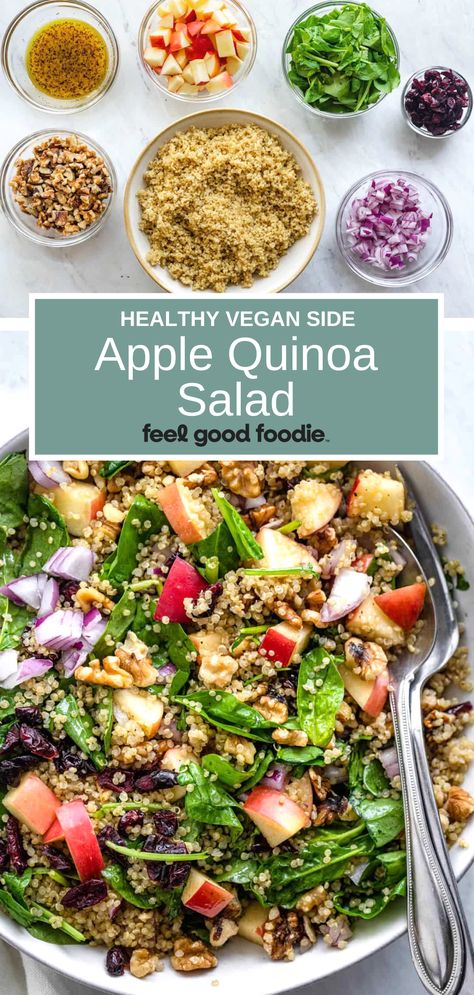 Vegan Apple Salad, Nutrient Dense Lunch Ideas, Gf Df Salad, Dense Bean Salad Recipes, Quinoa Apple Salad, Apple Quinoa Salad, Nutrient Dense Recipes, Quinoa Salad Vegan, Apple Quinoa