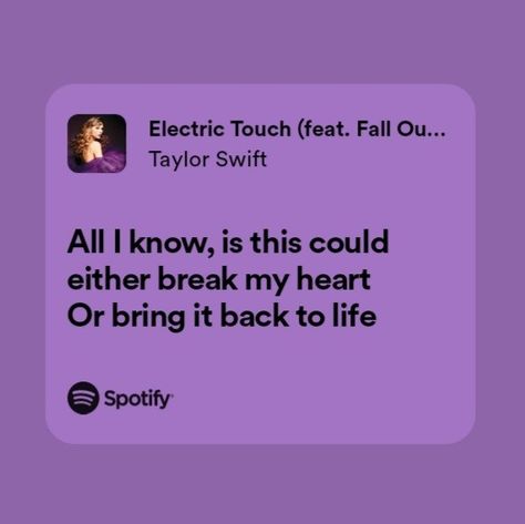 Ily Taylor Swift Lyrics, Electric Touch Aesthetic, Imgonnagetyouback Taylor Swift, Electric Touch Taylor Swift, Speak Now Songs, Question Taylor Swift, Speak Now Lyrics, Music Suggestions Instagram Story, Ours Taylor Swift