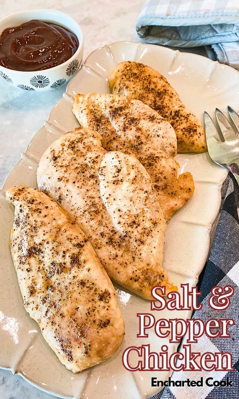 Well-seasoned, Salt and Pepper Chicken, with just 10 minutes of prep, will save the day if your go-to chicken recipe is feeling a little dull. Salt And Pepper Baked Chicken, Salt And Pepper Chicken Recipe, Baking Frozen Chicken, Moist Baked Chicken, Low Sugar Baking, Chicken Breast Oven, Moist Chicken Breast, Easy Baked Chicken Breast, Juicy Baked Chicken