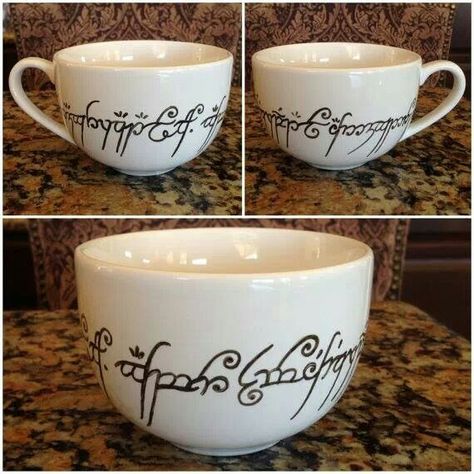 Lotr mug Cappuccino Mug, Lord Of, Cappuccino Mugs, Geek Out, One Ring, Middle Earth, Cups And Mugs, The Rings, Tolkien