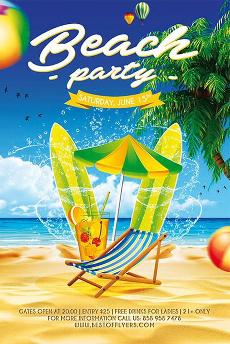 Free Beach Party Poster Template - http://freepsdflyer.com/free-beach-party-poster-template/ Enjoy downloading the Free Beach Party Poster Template created by Bestofflyers!   #Beach, #Club, #Dance, #Electro, #Minimal, #Nightclub, #Party, #Pool, #Sand, #Summer, #Sun Beach Party Poster Design, Beach Party Poster, Party Poster Background, Poster Background Template, Coffee Mockup, Template Images, Pool Sand, Poster Template Free, Free Psd Flyer Templates