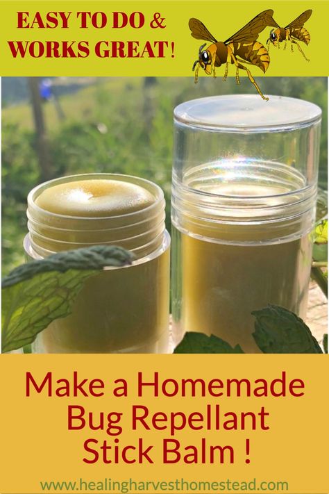 Here is an easy recipe for how to make a homemade bug repellent stick. Don’t like sticks? Well, you can easily convert this to a bug spray too. Find out how to make a natural, herbal, essential oil non-toxic bug repellent. #bugrepellent #bug #repellent #natural #diy #homemade #essentialoil #outdoor #best #peppermint #spray #stick #thatworks #healingharvesthomestead Essential Oil Bug Repellent, Homemade Bug Repellent, Repellent Diy, Peppermint Spray, Diy Bug Repellent, Bug Repellant, Bug Spray Recipe, Balm Recipe, Natural Bug Repellent