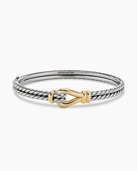 Thoroughbred Loop Bracelet in Sterling Silver with 18K Yellow Gold, 11mm David Yurman Bracelets, David Yurman Bracelet, Designer Bracelet, Designer Bracelets, David Yurman Jewelry, Dope Jewelry, Yellow Gold Bracelet, Bracelets For Women, Thoroughbred