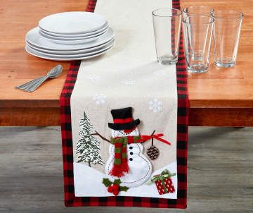 Tidings Collection | Big Lots White Christmas Table Runner, Snowman Table Runner, Snowman Applique, Christmas Bed, Applique Table Runner, Quilted Table Runners Christmas, Bed Runners, Felt Snowman, Christmas Runner