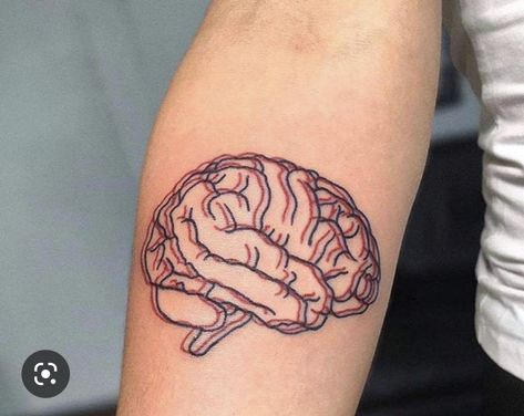 Psychology Tattoo, Tatuaje Trash Polka, Tatoo 3d, Black Line Tattoo, Brain Tattoo, Tattoo Ideas Inspiration, Alien Tattoo, Blue Tattoo, Red Ink Tattoos