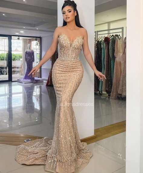 Champagne Dress Prom, Champagne Prom Dress Sparkly, Sparkly Dress Long, Prom 2k24, Prom Styles, Prom Planning, Quinceañera Ideas, Prom Dress Inspo, Matric Dance