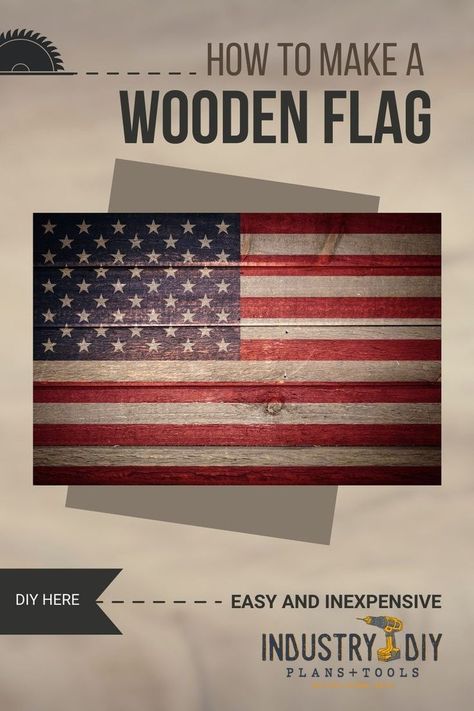 This is an easy and inexpensive wood project to make if you're a beginner woodworker. If you have some basic carpentry skills and can paint halfway decent, then you should be able to make an impressive wooden flag. More DIY tips and woodworking project plans available at Industry DIY. Pallet Flags American Diy, Flag Diy Projects, Wooden Flags Diy, Wooden American Flag Decor, Wood American Flag Diy, Wood Flag Diy, Basic Carpentry, American Flag Diy, American Flag Crafts