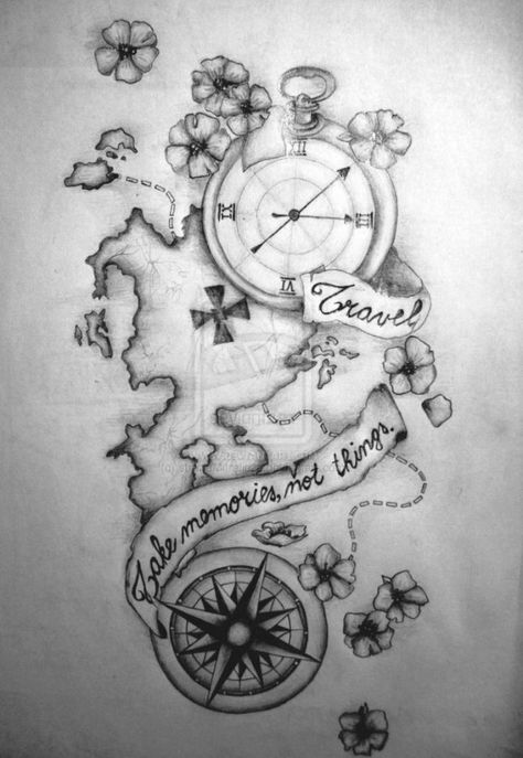 Treasure Map Navy Tattoos, Kunst Tattoos, Geniale Tattoos, A Compass, Next Tattoo, Desenho Tattoo, Rib Tattoo, Half Sleeve Tattoo, Trendy Tattoos