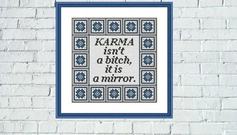 Namaste Bitches funny subversive greeting cross stitch pattern – Tango Stitch Sassy Cross Stitch, Stitch Shop, Easy Cross, Simple Cross Stitch, A Mirror, Stitch Design, Cross Stitch Designs, Namaste, Tango