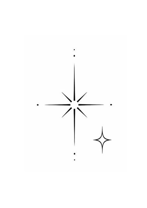 North Star Tattoo Finger, Northern Stars Tattoo, The North Star Tattoo, Star Tattoo Designs Men, Stars Small Tattoo, 2 Stars Tattoo, Star Dust Tattoo, Star Cluster Tattoo, Northern Star Tattoo