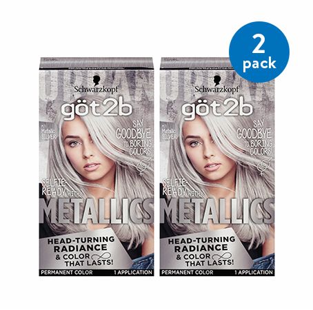 Free 2-day shipping. Buy (2 Pack) Got2b Metallic Permanent Hair Color, M71 Metallic Silver at Walmart.com Best Grey Hair Dye, Got2b Metallics, Metallic Hair Color, Silver Hair Dye, Schwarzkopf Got2b, Silver White Hair, Grey Hair Dye, Beautiful Gray Hair, Silver Hair Color