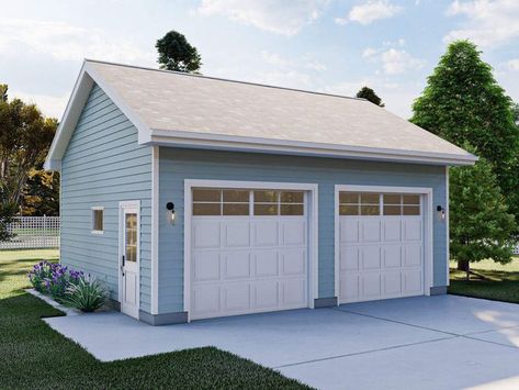 050G-0184: Detached Double Garage Small Two Car Garage, Detached Garage Ideas Backyard, Detached Two Car Garage, Garage Detached, Detached Garage Designs, Garage Door Sizes, 2 Car Garage Plans, Garage Plans Detached, Gazebo On Deck