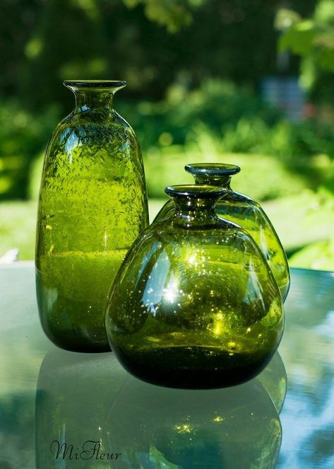 Color Bathroom Design, Green Colour Palette, Green Bottle, Vintage Bottles, Antique Bottles, Simple Green, Gorgeous Glass, Colour Palettes, Bottles And Jars