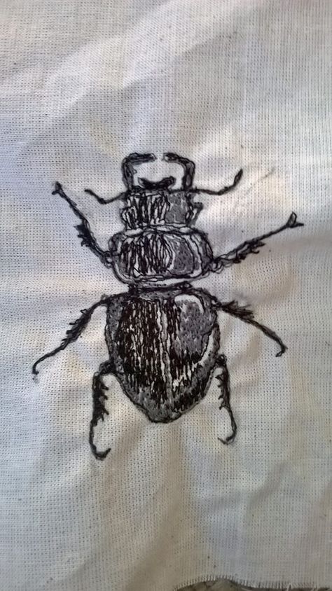 Machine embroidery stag beetle Scarab Beetle Embroidery, Fossil Embroidery, Stag Beetle Drawing, Embroidery Beetle, Insect Project, Beetle Embroidery, Bug Embroidery, Beetle Drawing, Bugs Embroidery