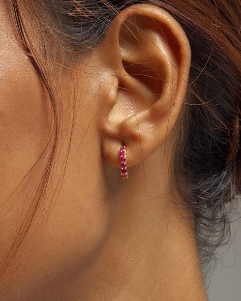 Redefine hoops with our dazzling Burma Ruby design. Hoop earrings are always a festive choice and these ones are extra special. We have made Mini Arya Hoops matching the big one for a ‘Mother - Daughter’ combination. With natural Burma Ruby gemstone in an 18k gold setting these earrings will make you shine all day long. Shop Arya and Mini Arya Hoops earrings from our website www.fayajewels.com #fayajewels #giftafaya #burmaruby #rubies #redruby #rubystuds #hoops #rubyhoops #girls #girlsjew... The Big One, Hoop Earrings Gold, Mini Hoop Earrings, Hoops Earrings, Ruby Gemstone, Gold Set, A Mother, Earrings Gold, Mother Daughter