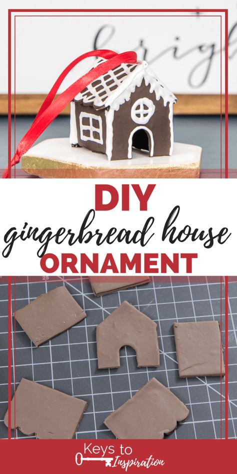 Create a mini DIY gingerbread house ornament using some oven-bake clay and puffy paint. This adorable ornament will be perfect for a Christmas tree! Christmas DIY | Christmas craft | #ornament #Christmas craft projects || diy crafts easy || step by step crafts || crafty #craftideas #diycrafts House Ornaments Diy, Clay Gingerbread House, Gingerbread House Ornaments, Diy Gingerbread House, Gingerbread House Ornament, Clay Gingerbread, Ginger Bread House Diy, Diy Gingerbread, Bake Clay