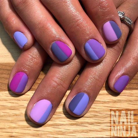 A N D R E A   S T O R L I E on Instagram: “Purple colorblock for @lavalindrome ⠀⠀⠀⠀⠀⠀⠀⠀⠀⠀⠀⠀⠀⠀⠀⠀⠀⠀⠀⠀⠀⠀⠀⠀⠀⠀⠀⠀⠀⠀⠀⠀⠀⠀⠀⠀#nailninja #nailninjampls #minneapolisnails #minneapolisnailtech…” Color Block Manicure, Colorblock Nail Art, Color Block Nails Simple, Purple Stripe Nails, Nail Swatches, Colorblock Nails, Color Block Nails Designs, Geometric Nail Designs, Two Toned Nails