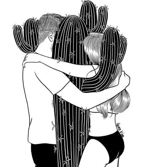 Henn Kim, Hug Illustration, Art Amour, Toxic Love, Love Hurts, Art Et Illustration, Art And Illustration, Art Watercolor