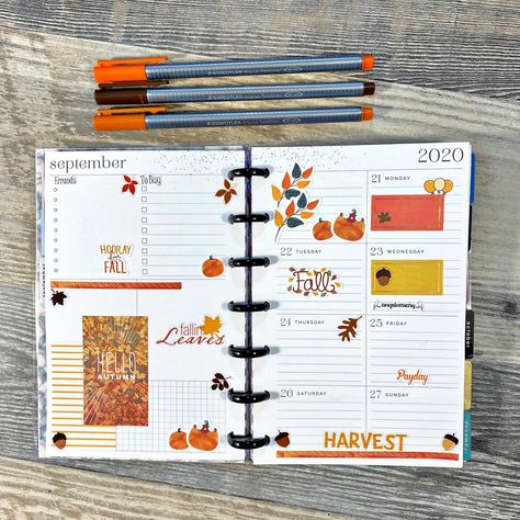 Happy Planner Layout Dashboard, The Happy Planner Dashboard Layout Ideas, Mini Happy Planner Layouts Dashboard, Happy Planner Mini Layouts, Dashboard Planner Ideas, November Planner Layout, Happy Planner Fall Layout Ideas, Fall Planner Layout, Dashboard Planner Layout