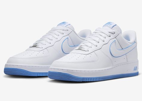 Nike Air Force 1 White University Blue DV0788-101 Release Date-4 Athletic Models, Mens Athletic Shoes, Blue And White Style, Nike Air Force 1 Low, University Blue, Air Force 1 Low, Nike Air Force 1, Running Shoes For Men, Trainers Women