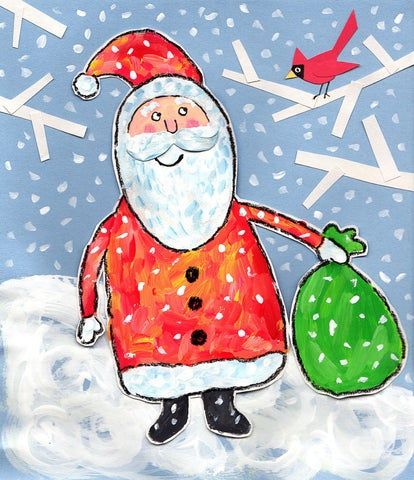 "Jingle Bells" Santa Holiday Art Lesson for Kids – Faber-Castell USA Preschool Creative Art, Adaptive Art, Art Noel, Winter Art Lesson, Santa Paintings, How To Draw Santa, Kids Painting Crafts, Xmas Art, Christmas Art Projects