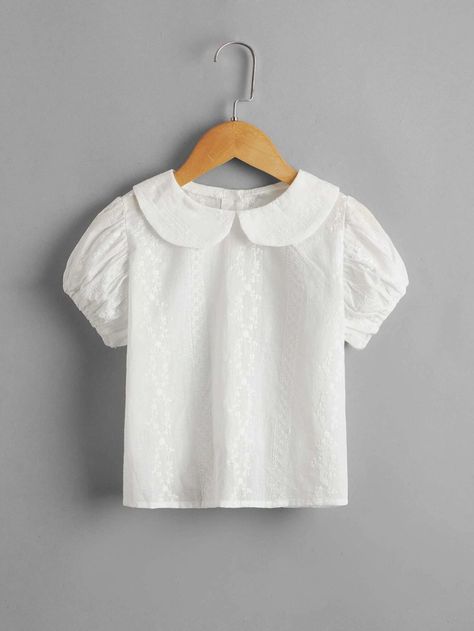 Toddler Girls Embroidery Peter Pan Collar Blouse | SHEIN USA Peter Pan Collar Blouse, Baby Dress Design, Girls Blouse, Plain Tops, Frock Design, Dresses Kids Girl, Collar Blouse, Toddler Girl Outfits, Pan Collar