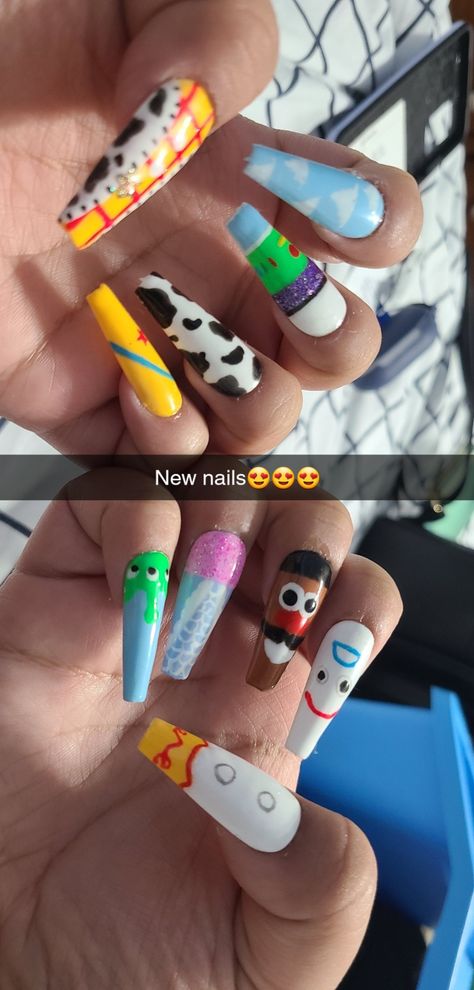 Woody ,buzz ,bo peep, Jessie,Mr potato head,forky, alien,toy story ball,clouds, mooo nails Toy Story Ball, Toy Story Nails, Mr Potato, Mr Potato Head, Potato Head, Bo Peep, Get Nails, White Nails, Toy Story